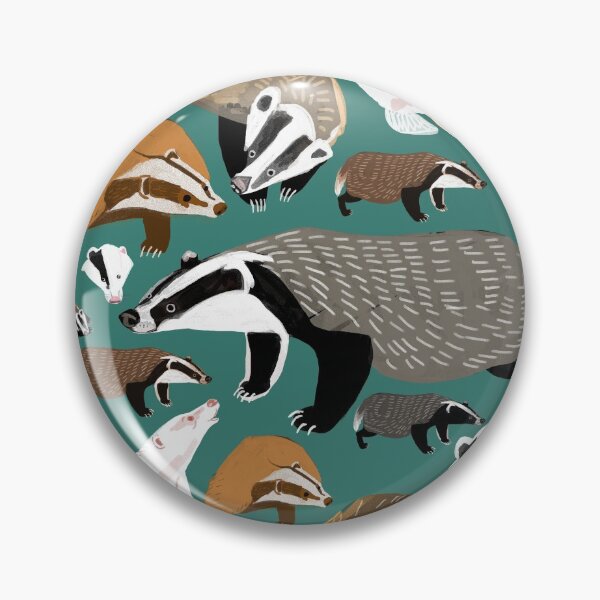 Item preview, Eurasian badgers pattern Teal designed and sold by belettelepink.