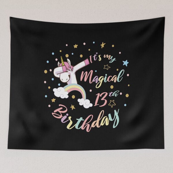 Item preview, It's My Magical 13th Birthday - Dabbing Unicorn Girl B-day print designed and sold by Grabitees.