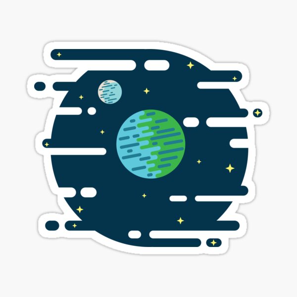 Earth and Moon Sticker
