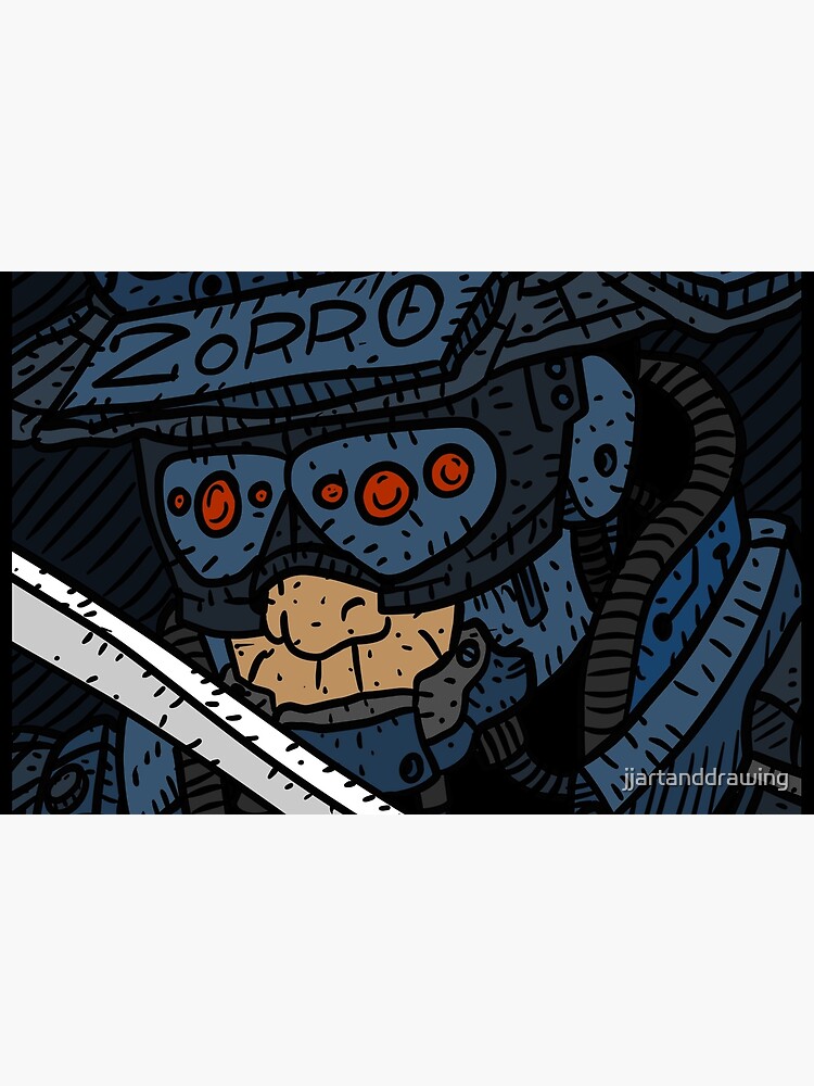 zorro, masked vigilante from the future, dark sci fi cyberpunk art. by jjartanddrawing
