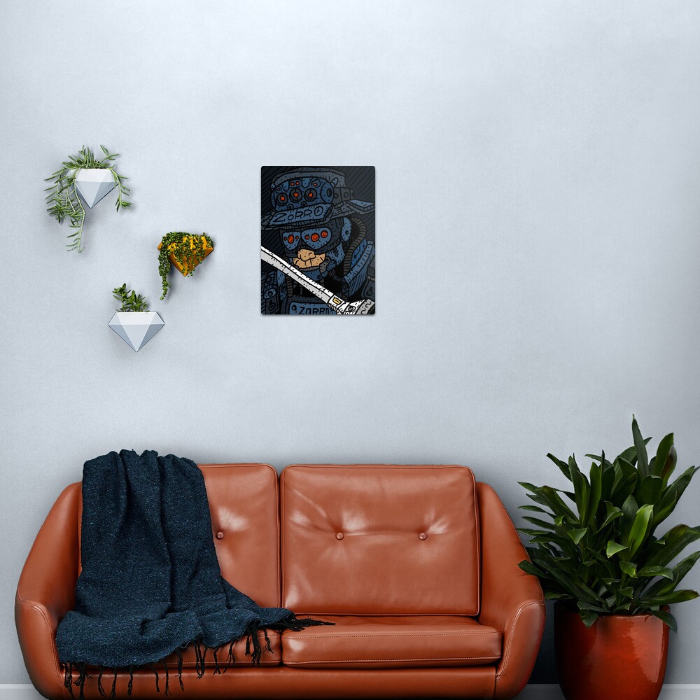 zorro, masked vigilante from the future, dark sci fi cyberpunk art. Metal Print