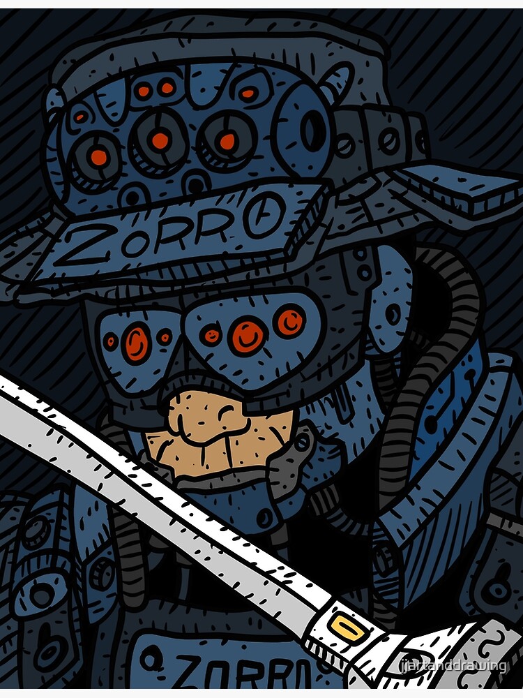 zorro, masked vigilante from the future, dark sci fi cyberpunk art. by jjartanddrawing
