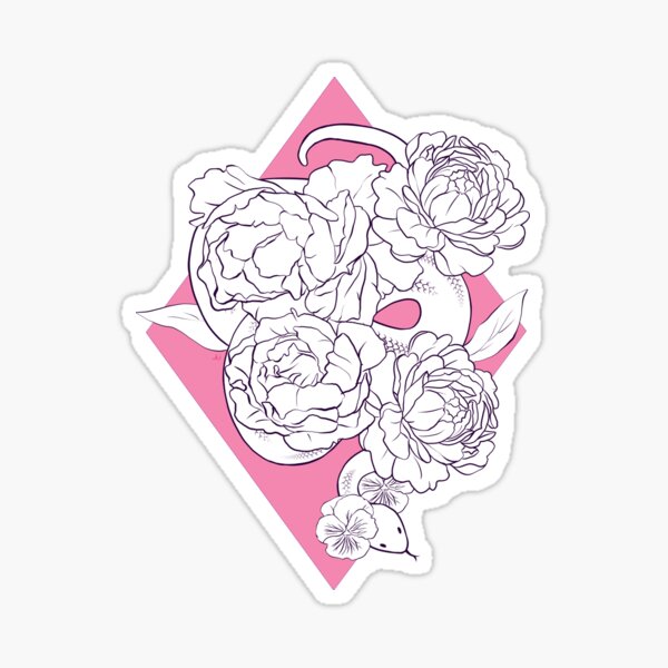 Snakes and Peonies Sticker