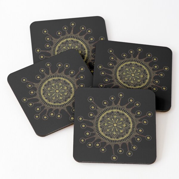 Item preview, Virus mandala (black/yellow) designed and sold by Calen  Picard-Carroll.