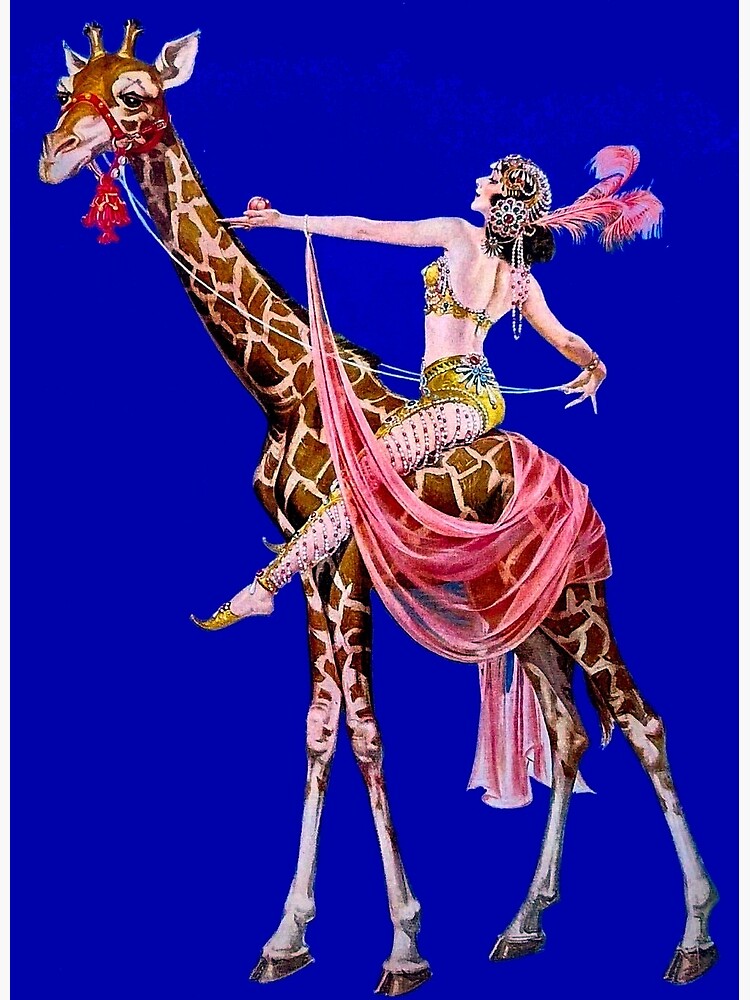 LADY RIDING A GIRAFFE : Vintage Circus Advertising Print by posterbobs