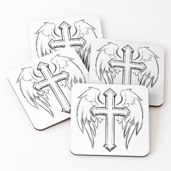 Item preview, Black christian cross angel wings designed and sold by Yurii Novosad.