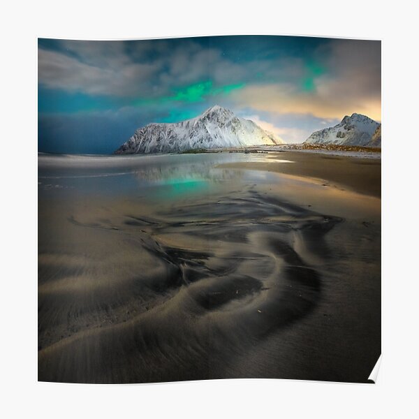 Night at Skagsanden Beach Poster