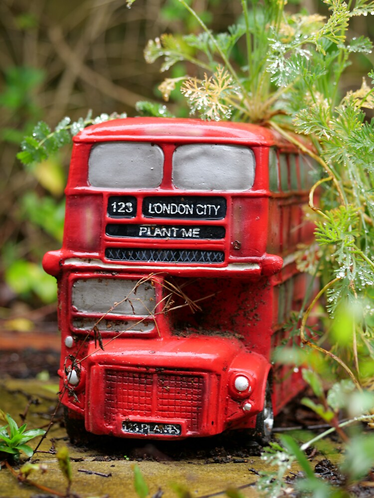 Thumbnail 3 of 3, Sticker, Flower pot in shape of London city bus designed and sold by santoshputhran.