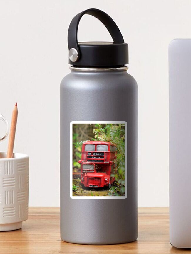 Thumbnail 1 of 3, Sticker, Flower pot in shape of London city bus designed and sold by santoshputhran.