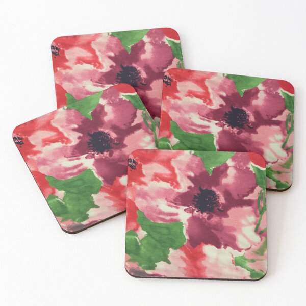 Item preview, Red, green and violet flowers on textile designed and sold by olena2552.