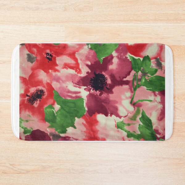 Item preview, Red, green and violet flowers on textile designed and sold by olena2552.
