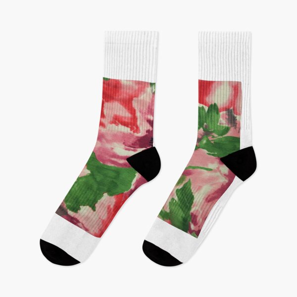 Item preview, Red, green and violet flowers on textile designed and sold by olena2552.