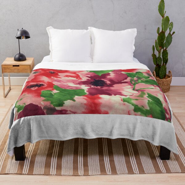 Item preview, Red, green and violet flowers on textile designed and sold by olena2552.