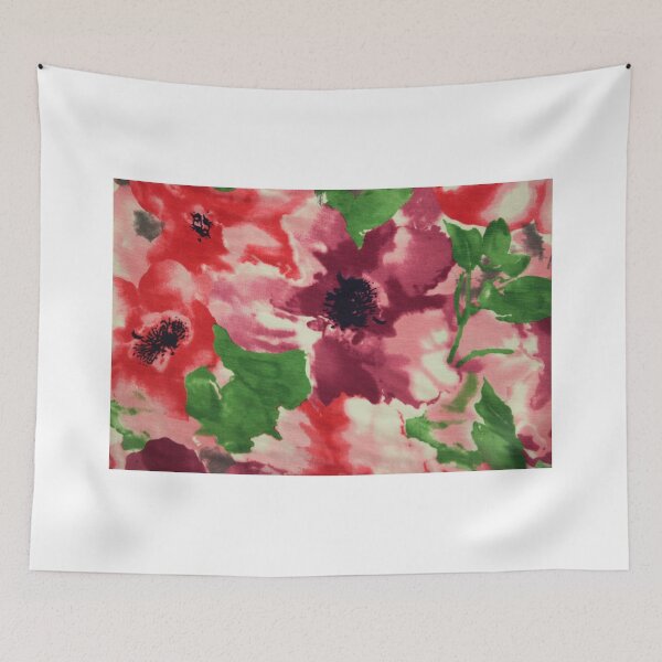 Item preview, Red, green and violet flowers on textile designed and sold by olena2552.