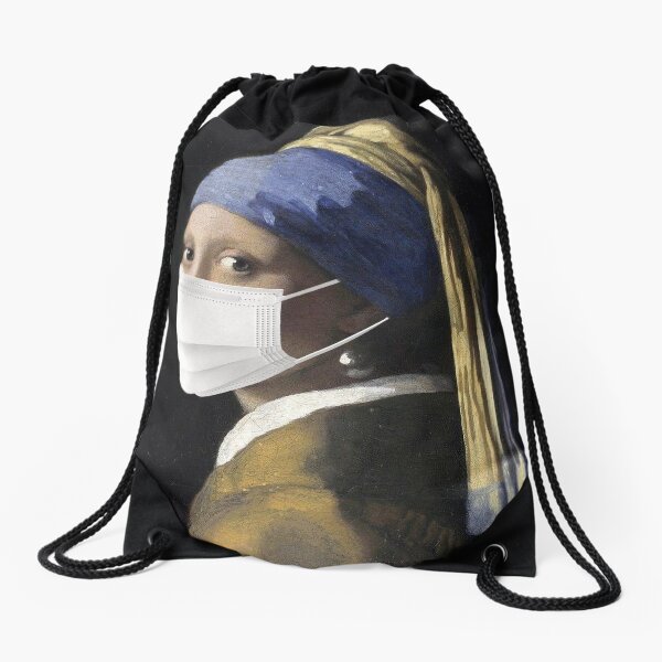 Masque auto-isolant pour fille avec boucle d'oreille perle Sac à cordon