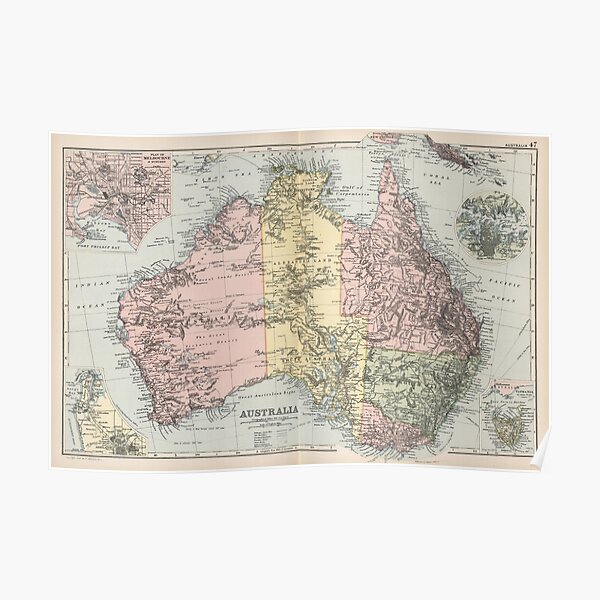 Vintage Map of Australia (1891) Poster