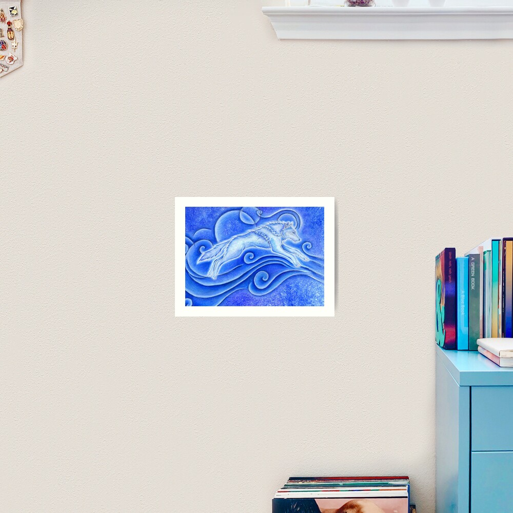 Distant Star White Wolf Spirit Art Print