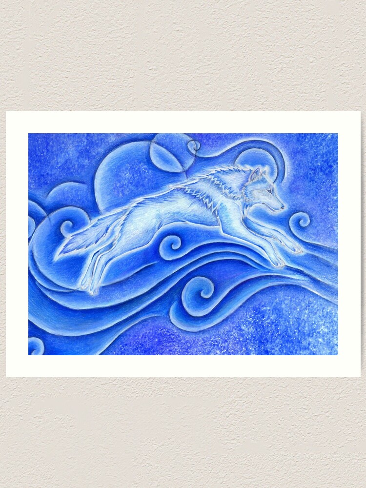 Alternate view of Distant Star White Wolf Spirit Art Print