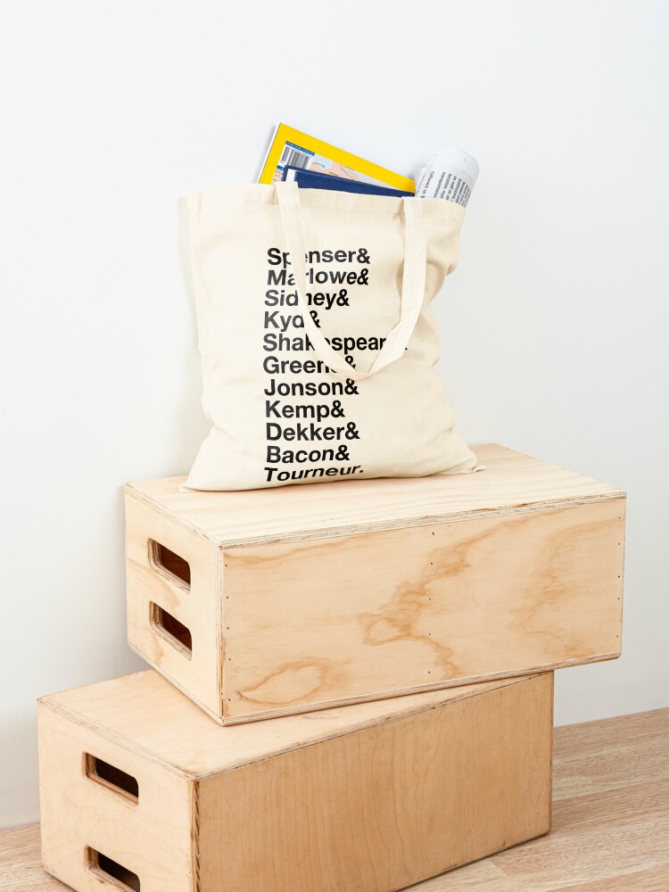 Thumbnail 4 of 5, Tote Bag, Elizabethan Playwrights List designed and sold by Styled Vintage.