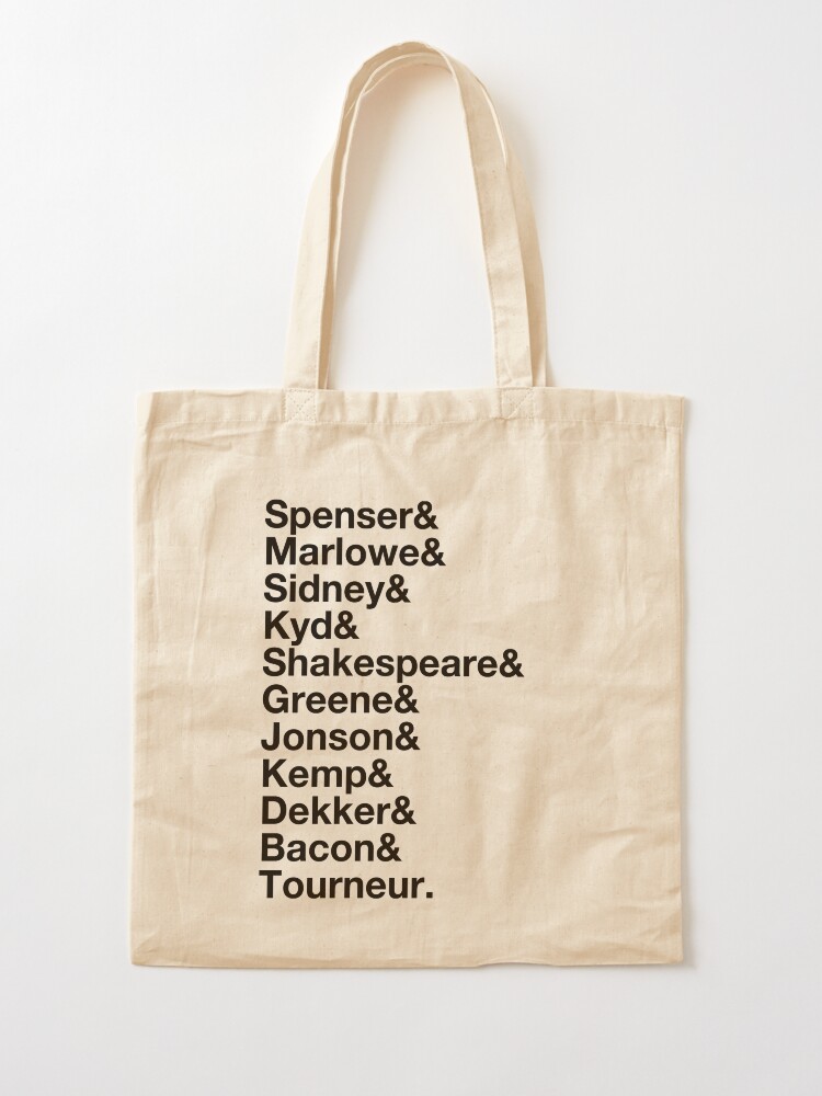 Thumbnail 2 of 5, Tote Bag, Elizabethan Playwrights List designed and sold by Styled Vintage.