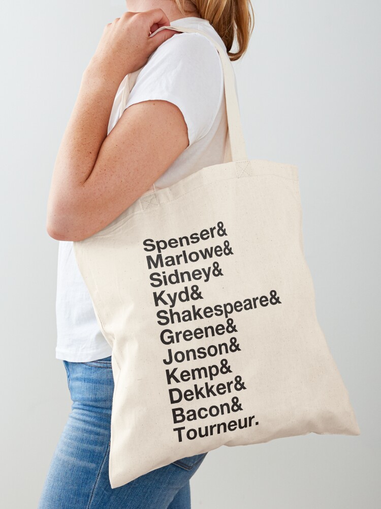 Thumbnail 1 of 5, Tote Bag, Elizabethan Playwrights List designed and sold by Styled Vintage.