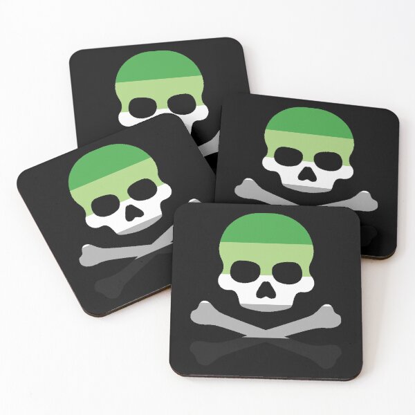 Item preview, Pirate Jolly Rodger in Aromantic Pride Flag Colors designed and sold by CaelanPride.