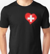 Swiss Flag - Switzerland - Heart Unisex T-Shirt