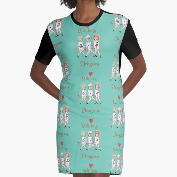 Mah Jong Dragons Graphic T-Shirt Dress