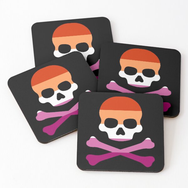 Item preview, Pirate Jolly Rodger in Newer Lesbian Flag Colors designed and sold by CaelanPride.
