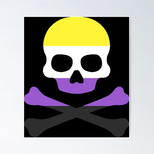 Item preview, Pirate Jolly Rodger in Nonbinary Pride Flag Colors designed and sold by CaelanPride.