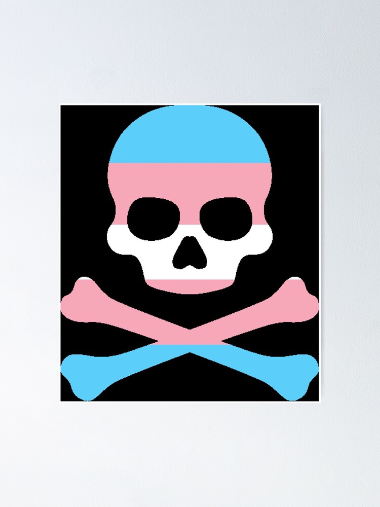 Pirate Jolly Rodger In Transgender Pride Flag Colors Poster By Caelanpride Redbubble