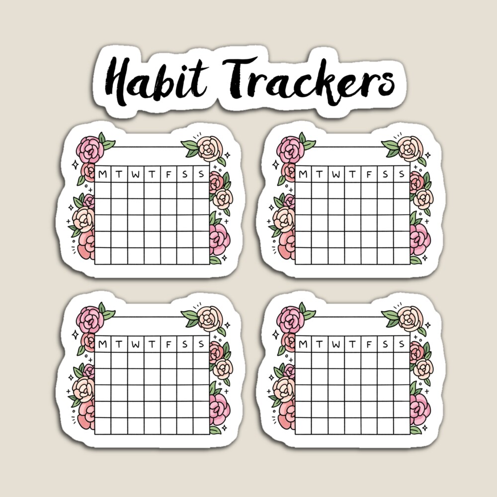 Rose Habit Trackers for Bullet Journaling Sticker for Sale by noryushi