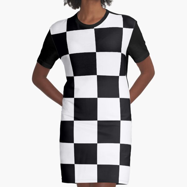 Ska Music Black and White Check Socks Graphic T-Shirt Dress