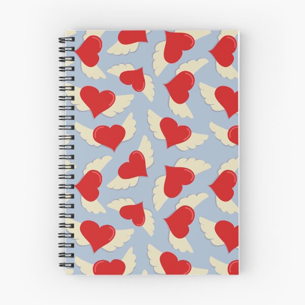 Item preview, Seamless pattern with winged hearts on blue background. designed and sold by Xaphana.