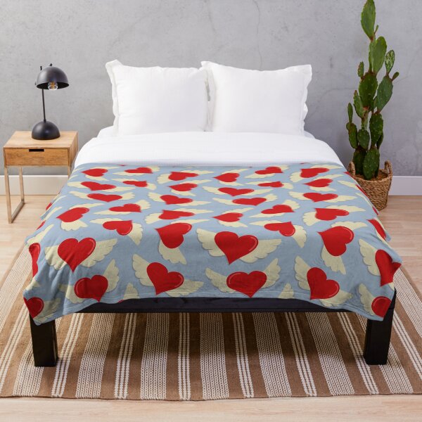 Item preview, Seamless pattern with winged hearts on blue background. designed and sold by Xaphana.