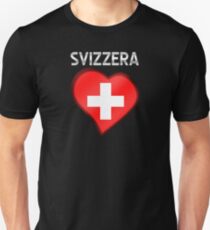 Svizzera - Swiss Flag Heart & Text - Metallic Unisex T-Shirt