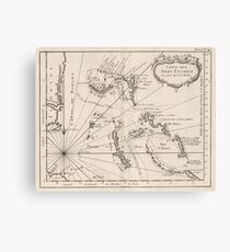 Vintage Map of The Bahamas (1764) Canvas Print