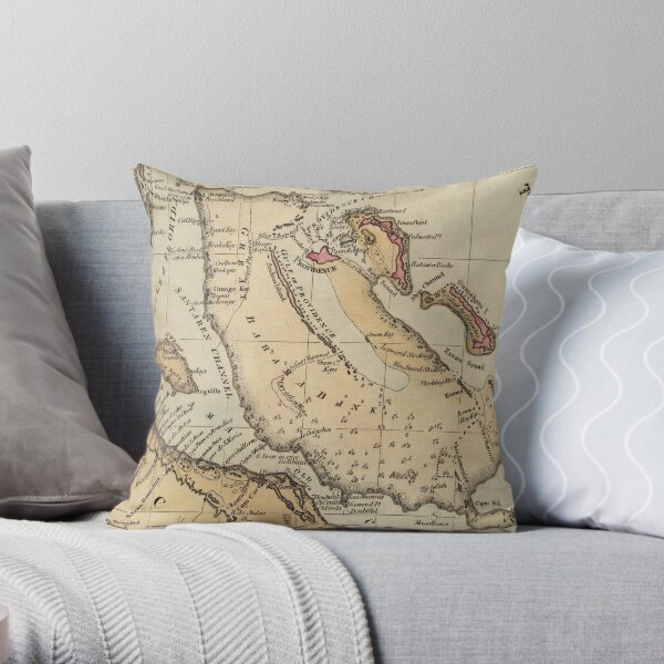 Vintage Map of The Bahamas (1823) Throw Pillow