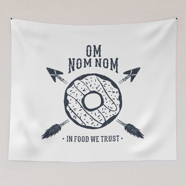 Item preview, Hand Drawn Donut. Om Nom Nom. In Food We Trust. Funny Quote designed and sold by Sloth Astronaut.