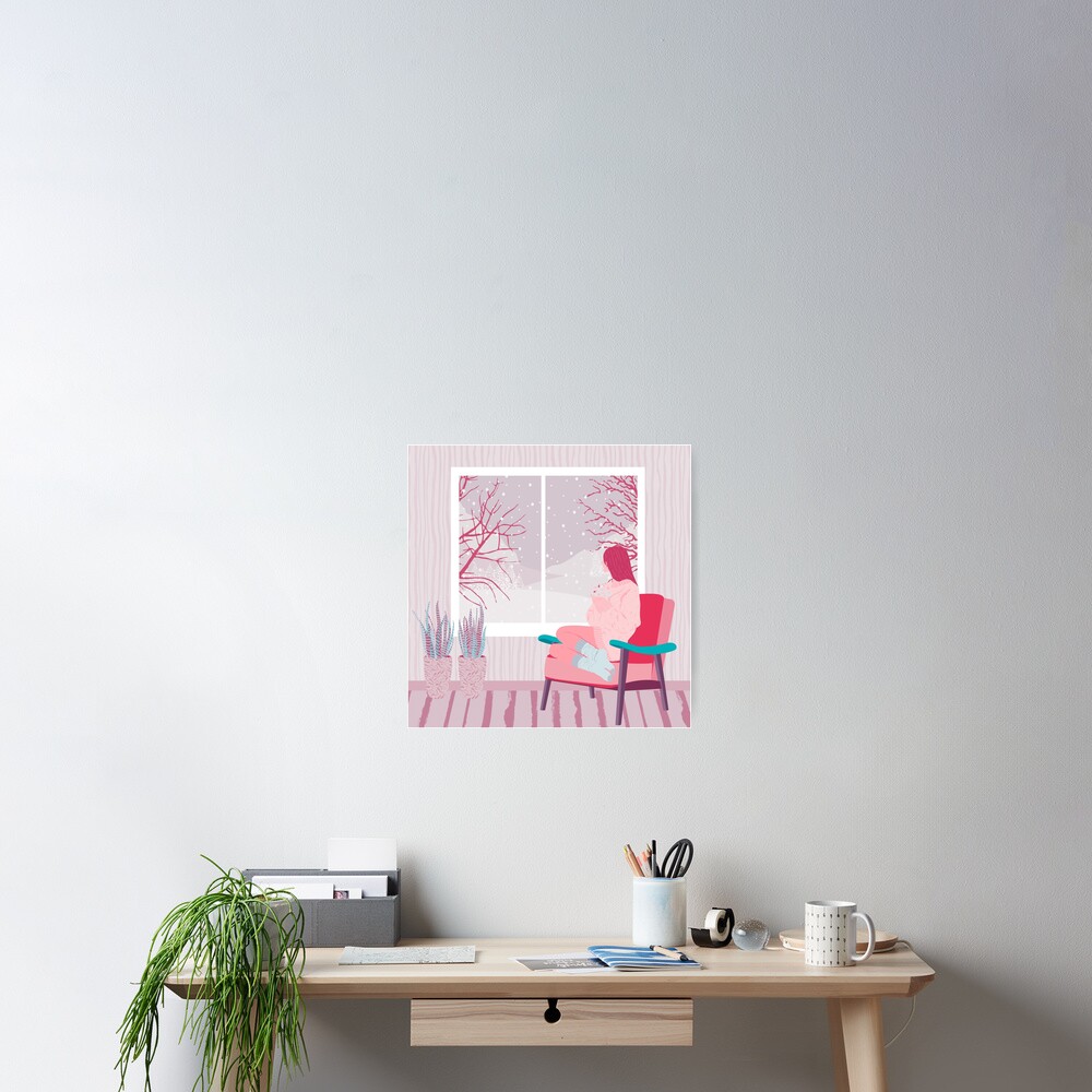 girl watching snow Poster