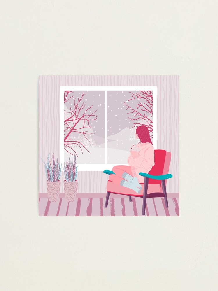 Alternate view of girl watching snow Photographic Print