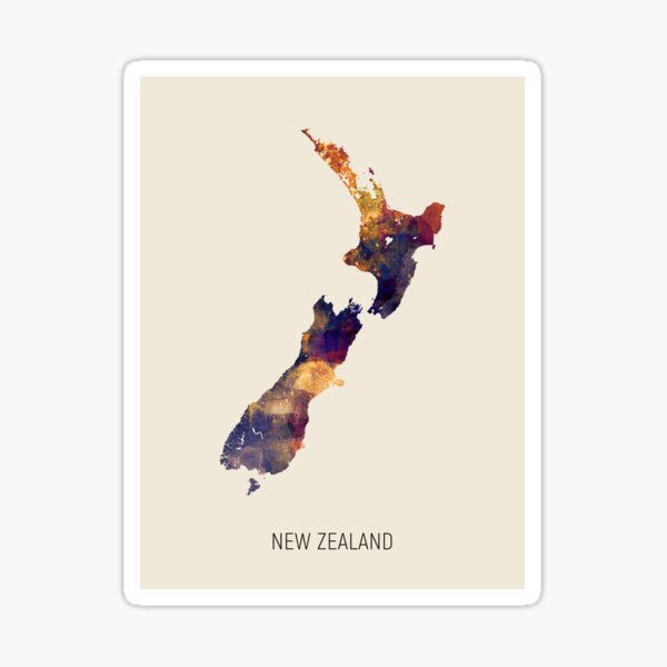 Item preview, New Zealand Watercolor Map designed and sold by MICHAEL TOMPSETT.