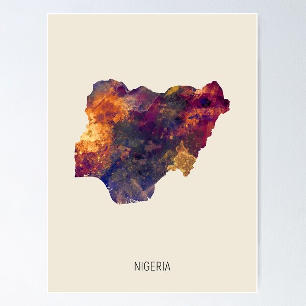 Item preview, Nigeria Watercolor Map designed and sold by MICHAEL TOMPSETT.