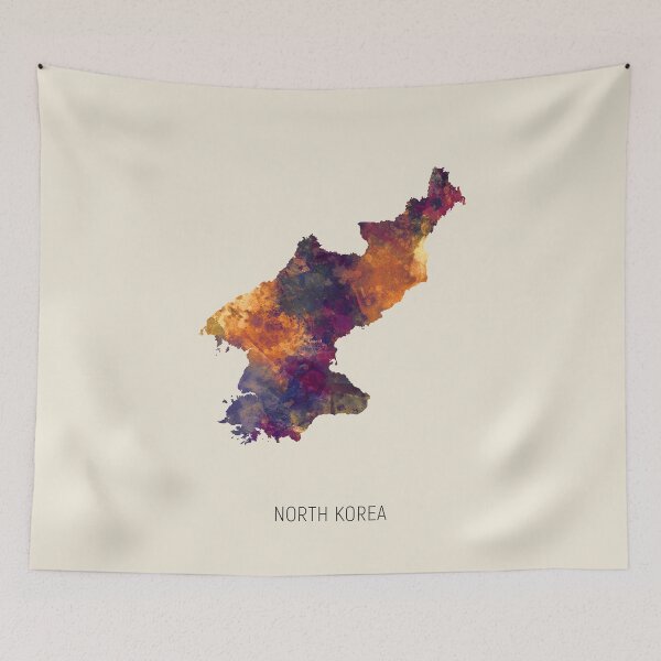 Aperçu de l'œuvre North Korea Watercolor Map créée et vendue par ArtPrints.