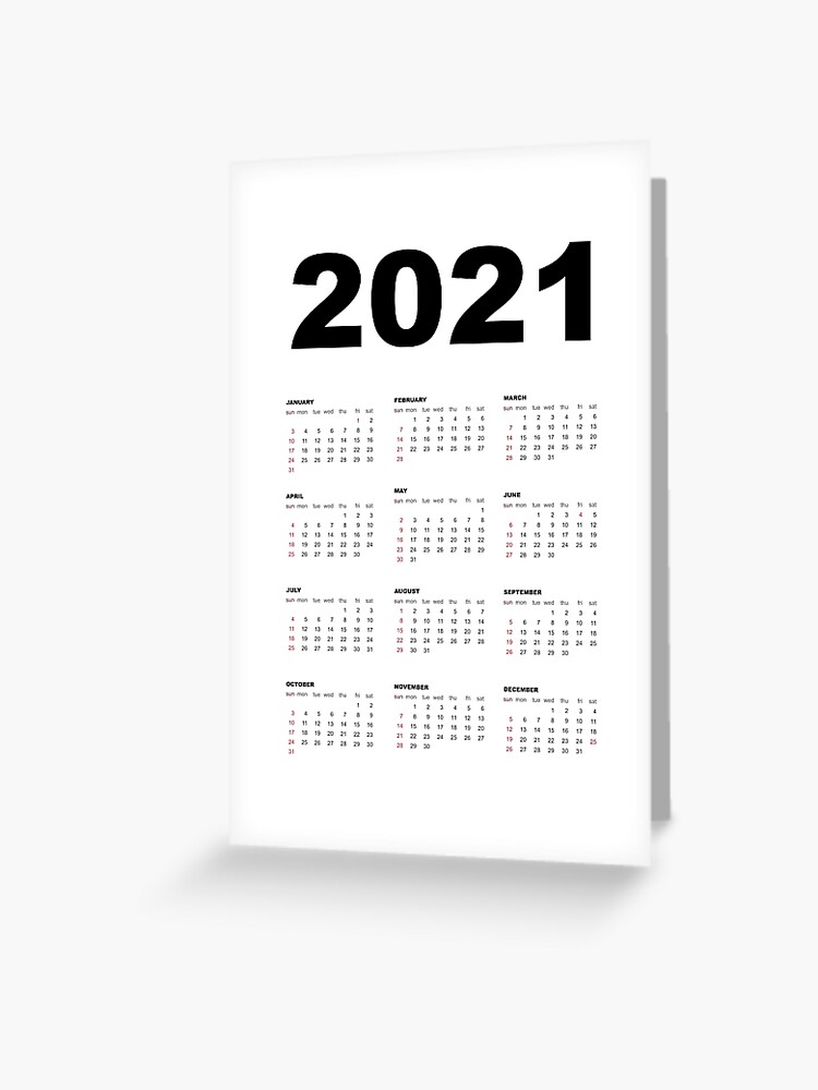 calendar cards 2021 Calendar For 2021 Greeting Card By Mlanaa Redbubble calendar cards 2021