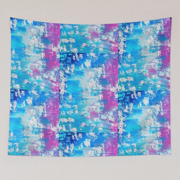 Item preview, abstract painting with pink and blue designed and sold by cathyartist.