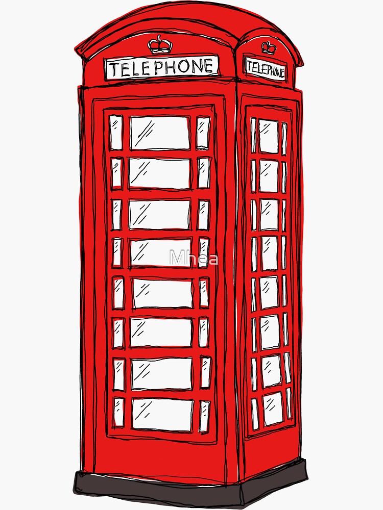 "Red phone booth drawing" Sticker by Mhea Redbubble