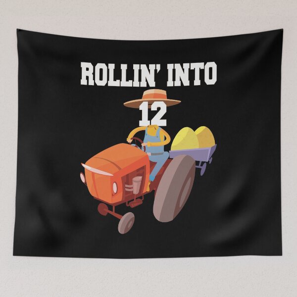 Item preview, Rollin Into 12 Years Old Tractor 12th Birthday Boys Party graphic designed and sold by Grabitees.