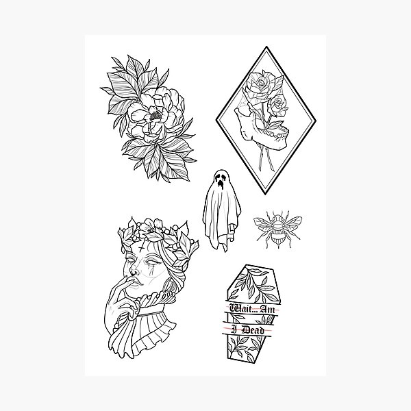 Tattoo Flash Sheet  Photographic Print for Sale by Courtneychickk   Redbubble