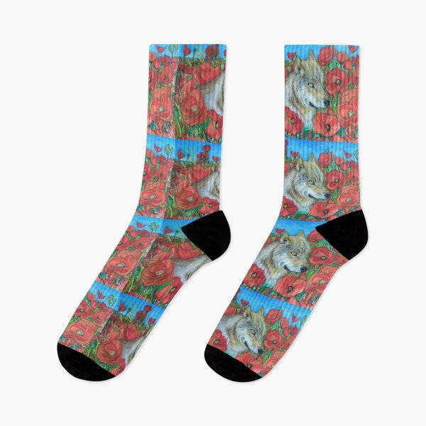 Item preview, Wolf and Red Poppies designed and sold by MariaSibireva.
